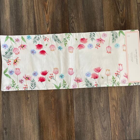 Cupcakes and Cashmere Spring Floral Multicolor Embroidered 14 X 72 Table Runner - Picture 12 of 16